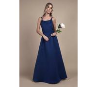 Coast Girl's Teen Structured Satin Full Skirted Bridesmaid Dress in Navy | Size: 12/13 Years