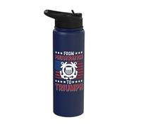 Coast Guard US Memorial Day Retro Vintage American Flag Stainless Steel Insulated Water Bottle