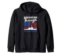Coast Guard US Memorial Day Retro Vintage American Flag Zip Hoodie