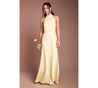 Coast Halter Neck Pleat Waist Bridesmaid Dress In Lemon lemon