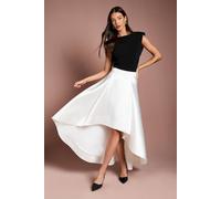 Coast Women's High Low Ivory Structured Twill Midi Skirt | Size: 14 Coast Ivory 14