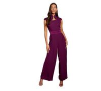 Coast High Neck Cap Sleeve Crepe Jumpsuit, 10, Plum