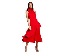 Coast Women's High Neck Corsage Detail Midi Dress in Flame Red | Size: 14 Coast Flame Red 14