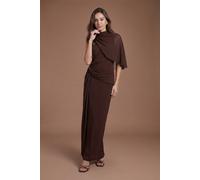 Coast High Neck Drape Contour Collective Bridesmaid Dress In Espresso espresso