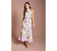 Coast Women's High Neck Midi Dress With Floral Embroidery in Lilac | Size: 18