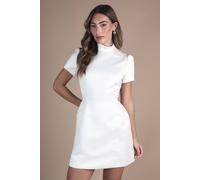 Coast High Neck Short Sleeve Mini Dress In Ivory ivory 12