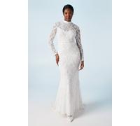 Coast High Neck Vintage Style Embellished Wedding Dress In Ivory ivory 12