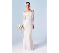 Coast Honoured Bardot Boho Lace Fishtail Wedding Dress In Ivory ivory 8