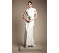 Beaded and Embellished Cap Sleeve Fishtail Wedding Dress Coast Ivory 14