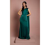 Coast Honoured Drape One Shoulder Satin Maxi Bridesmaid Dress In Emerald emerald 10