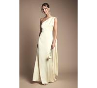 Coast Honoured Drape One Shoulder Satin Maxi Bridesmaid Dress In Lemon lemon