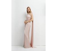 Coast Honoured Drape One Shoulder Satin Maxi Bridesmaid Dress In Mocha mocha 14
