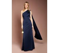 Coast Women's Honoured Drape One Shoulder Satin Maxi Bridesmaid Dress in Navy | Size: 14 Coast Navy 14