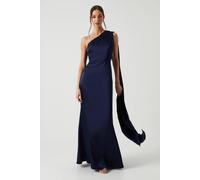 Coast Honoured Drape One Shoulder Satin Maxi Bridesmaid Dress In Navy navy 8