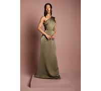 Coast Honoured Drape One Shoulder Satin Maxi Bridesmaid Dress In Olive olive 8