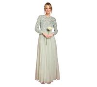 Coast Honoured Long Sleeve Sequin Bodice Tulle Skirt Maxi Bridesmaid Dress, 14, Sage