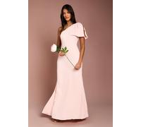 Coast Women's Honoured Petite Bow One Shoulder Maxi Bridesmaid Dress in Blush | Size: 4 Coast Blush 4