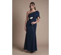 Coast Honoured Petite Bow One Shoulder Maxi Bridesmaid Dress In Navy navy 14