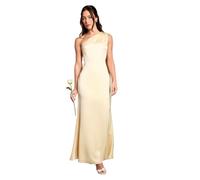 Coast Honoured Petite Drape One Shoulder Satin Maxi Bridesmaid Dress, 12, Lemon