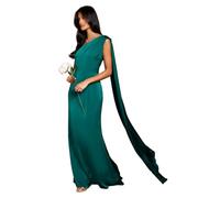 Coast Women's Honoured Petite Drape One Shoulder Satin Maxi Bridesmaid Dress in Emerald | Size: 10 Coast Emerald 10