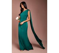 Coast Honoured Petite Drape One Shoulder Satin Maxi Bridesmaid Dress In Emerald emerald 4