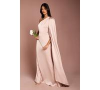 Coast Honoured Petite Drape One Shoulder Satin Maxi Bridesmaid Dress In Mocha mocha