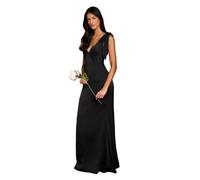 Coast Honoured Petite Satin Back Crepe V Neck Tie Shoulder Maxi Bridesmaid Dress, 8, Black