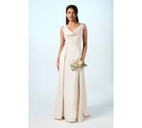 Coast Honoured Petite Sleeveless Cowl Neck Satin Maxi Bridesmaid Dress In Champagne champagne 8