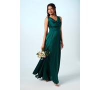 Coast Honoured Petite Sleeveless Cowl Neck Satin Maxi Bridesmaid Dress Coast Emerald 12