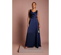Coast Women's Honoured Petite Sleeveless Cowl Neck Satin Maxi Bridesmaid Dress in Navy | Size: 10 Coast Navy 10