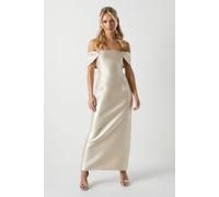 Coast Honoured Petite Twill Bardot Column Midi Bridesmaid Dress In Champagne champagne 18