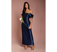 Coast Honoured Petite Twill Bardot Column Midi Bridesmaid Dress In Navy navy