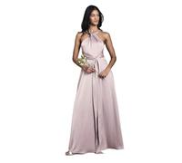 Coast Honoured Petite Twist Halterneck Satin Maxi Bridesmaid Dress, 12, Dusty Rose