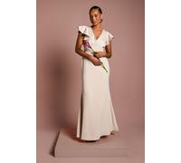 Coast Honoured Petite V Neck Angel Short Sleeve Satin Maxi Bridesmaid Dress Coast Champagne 10