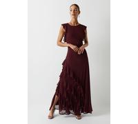 Coast Honoured Ruffle Georgette Maxi Bridesmaid Dress In Malbec malbec 12