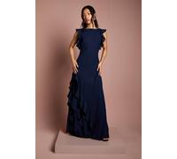 Coast Women's Honoured Ruffle Georgette Maxi Bridesmaid Dress in Navy | Size: 8 Coast Navy 8