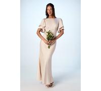 Coast Honoured Satin Back Crepe High Neck Short Sleeve Maxi Bridesmaid Dress In Champagne champagne 10