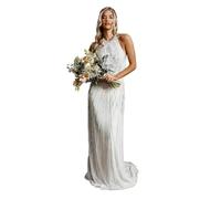 Coast Honoured Sculpting Halterneck Embellished Wedding Dress, 10, Ivory