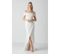 Coast Honoured Sequin Bardot Wrap Skirt Wedding Dress In Ivory ivory 12