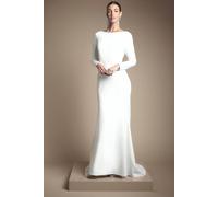 Coast Women's Honoured Slash Neck Puddle Wedding Dress in Ivory | Size: 8