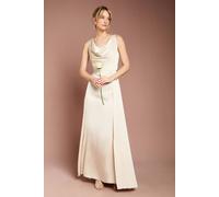 Coast Honoured Sleeveless Cowl Neck Satin Maxi Bridesmaid Dress In Champagne champagne 16