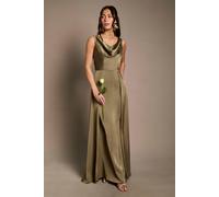 Coast Honoured Sleeveless Cowl Neck Satin Maxi Bridesmaid Dress In Olive olive