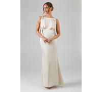Coast Honoured Sleeveless High Neck Tie Shoulder Satin Maxi Bridesmaid Dress In Champagne champagne 16