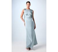 Coast Honoured Sleeveless High Neck Tie Shoulder Satin Maxi Bridesmaid Dress In Dusty Blue dusty blue 8
