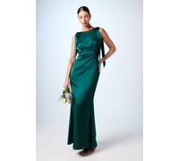 Coast Honoured Sleeveless High Neck Tie Shoulder Satin Maxi Bridesmaid Dress In Emerald emerald 14