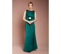 Coast Women's Honoured Sleeveless High Neck Tie Shoulder Satin Maxi Bridesmaid Dress in Emerald | Size: 14 Coast Emerald 14