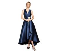 Coast Honoured Sleeveless Plunge Waterfall Twill Maxi Bridesmaid Dress, 16, Navy