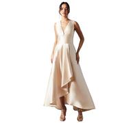 Coast Honoured Sleeveless Plunge Waterfall Twill Maxi Bridesmaid Dress, 18, Champagne