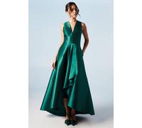 Coast Honoured Sleeveless Plunge Waterfall Twill Maxi Bridesmaid Dress In Emerald emerald 12