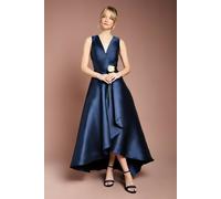 Coast Honoured Sleeveless Plunge Waterfall Twill Maxi Bridesmaid Dress In Navy navy 18